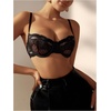 image:imageGORGLITTER Womens Floral Lace Minimizer Bras Sexy Push Up Underwire Unlined Balconette BraBlack
