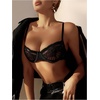image:imageGORGLITTER Womens Floral Lace Minimizer Bras Sexy Push Up Underwire Unlined Balconette BraBlack