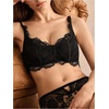 image:imageGORGLITTER Womens Full Coverage Underwire Bras Double Layer Lace Supportive Push Up Bra Sexy Eyelash Sheer Lingerie TopBlack