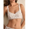 image:imageGORGLITTER Womens Full Coverage Underwire Bras Double Layer Lace Supportive Push Up Bra Sexy Eyelash Sheer Lingerie TopWhite