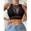 image:imageGORGLITTER Womens Heart Lace Sports Bra Sheer Mesh Bralettes Going Out TopBlack