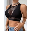 image:imageGORGLITTER Womens Heart Lace Sports Bra Sheer Mesh Bralettes Going Out TopBlack