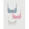 image:imageGORGLITTER Womens Lace Bra Pack Sexy Push Up Underiwre Bra 3 Bralette PackWhite Pink Blue