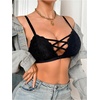 image:imageGORGLITTER Womens Lace Cross Front Closure Bra Wireless BraletteBlack