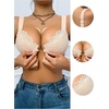 image:imageGORGLITTER Womens Lace Front Closure Push Up Bra Wide Strap Underwire Sheer Bras Full Coverage Sexy Plunge BraletteBeige