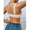 image:imageGORGLITTER Womens Lace Front Closure Push Up Bra Wide Strap Underwire Sheer Bras Full Coverage Sexy Plunge BraletteBeige