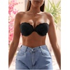image:imageGORGLITTER Womens Lace Push Up Bandeau Bra Front Closure Strapless BraBlack