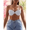 image:imageGORGLITTER Womens Lace Push Up Bandeau Bra Front Closure Strapless BraWhite