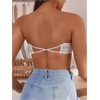 image:imageGORGLITTER Womens Lace Push Up Bandeau Bra Front Closure Strapless BraWhite