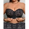 image:imageGORGLITTER Womens Plus Size Front Closure Strapless Bra Push Up BralettesBlack Lace