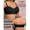 image:imageGORGLITTER Womens Plus Size Front Closure Strapless Bra Push Up BralettesBlack Sheer