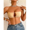 image:imageGORGLITTER Womens Strapless Backless Sticky Bra Push Up Cut Out Reusable Lifting Bras with Clear StrapApricot