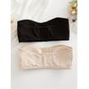 image:imageGORGLITTER Womens Strapless Push Up Bras 2 Piece Front Closure Ruched Bandeau Bras Wireless BralettesBlack and Apricot