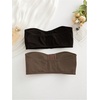 image:imageGORGLITTER Womens Strapless Push Up Bras 2 Piece Front Closure Ruched Bandeau Bras Wireless BralettesBlack and Brown