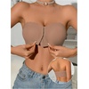 image:imageGORGLITTER Womens Strapless Push Up Bras 2 Piece Front Closure Ruched Bandeau Bras Wireless BralettesMulticolor