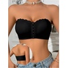 image:imageGORGLITTER Womens Strapless Push Up Bras 2 Piece Front Closure Ruched Bandeau Bras Wireless BralettesMulticolor