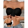 image:imageGORGLITTER Womens Strapless Push Up Bras 2 Piece Front Closure Ruched Bandeau Bras Wireless BralettesMulticolor