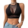 image:imageGORGLITTER Womens Heart Lace Sports Bra Sheer Mesh Bralettes Going Out TopBlack