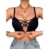 image:imageGORGLITTER Womens Lace Cross Front Closure Bra Wireless BraletteBlack