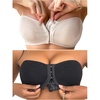 image:imageGORGLITTER Womens Strapless Push Up Bras 2 Piece Front Closure Ruched Bandeau Bras Wireless BralettesBlack and Apricot