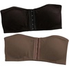 image:imageGORGLITTER Womens Strapless Push Up Bras 2 Piece Front Closure Ruched Bandeau Bras Wireless BralettesBlack and Brown