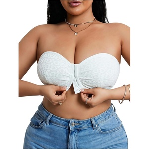 image:imageGORGLITTER Womens Plus Size Front Closure Strapless Bra Push Up BralettesPure White