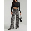 image:imageGORGLITTER Womens Cheetah Print Pants Leopard Straight Leg SweatpantsBlack