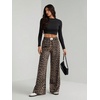 image:imageGORGLITTER Womens Cheetah Print Pants Leopard Straight Leg SweatpantsBrown