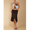image:imageGORGLITTER Womens Elastic Ruched Asymmetrical Flowy Handkerchief Hem SkirtBrown