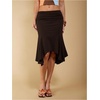 image:imageGORGLITTER Womens Elastic Ruched Asymmetrical Flowy Handkerchief Hem SkirtBrown