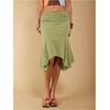 image:imageGORGLITTER Womens Elastic Ruched Asymmetrical Flowy Handkerchief Hem SkirtGreen