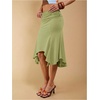 image:imageGORGLITTER Womens Elastic Ruched Asymmetrical Flowy Handkerchief Hem SkirtGreen