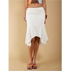 image:imageGORGLITTER Womens Elastic Ruched Asymmetrical Flowy Handkerchief Hem SkirtWhite