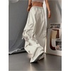 image:imageGORGLITTER Womens Parachute Baggy Hiking Wide Leg Track Cargo PantsApricot