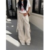 image:imageGORGLITTER Womens Parachute Baggy Hiking Wide Leg Track Cargo PantsApricot