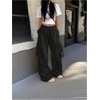 image:imageGORGLITTER Womens Parachute Baggy Hiking Wide Leg Track Cargo PantsBlack