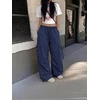 image:imageGORGLITTER Womens Parachute Baggy Hiking Wide Leg Track Cargo PantsBlue Striped