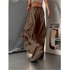 image:imageGORGLITTER Womens Parachute Baggy Hiking Wide Leg Track Cargo PantsBrown