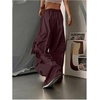 image:imageGORGLITTER Womens Parachute Baggy Hiking Wide Leg Track Cargo PantsBurgundy