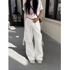 image:imageGORGLITTER Womens Parachute Baggy Hiking Wide Leg Track Cargo PantsCream White