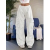 image:imageGORGLITTER Womens Parachute Baggy Hiking Wide Leg Track Cargo PantsCream White