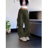image:imageGORGLITTER Womens Parachute Baggy Hiking Wide Leg Track Cargo PantsMedium Green