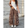 image:imageGORGLITTER Womens Parachute Baggy Hiking Wide Leg Track Cargo PantsPlaid