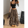 image:imageGORGLITTER Womens Parachute Baggy Hiking Wide Leg Track Cargo PantsPlaid