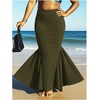 image:imageGORGLITTER Womens Ruffle Maxi Pencil Skirts High Waisted Long SkirtArmy Green