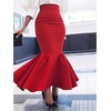 image:imageGORGLITTER Womens Ruffle Maxi Pencil Skirts High Waisted Long SkirtRed