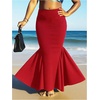 image:imageGORGLITTER Womens Ruffle Maxi Pencil Skirts High Waisted Long SkirtRed