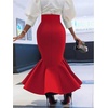image:imageGORGLITTER Womens Ruffle Maxi Pencil Skirts High Waisted Long SkirtRed