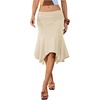 image:imageGORGLITTER Womens Elastic Ruched Asymmetrical Flowy Handkerchief Hem SkirtApricot