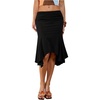 image:imageGORGLITTER Womens Elastic Ruched Asymmetrical Flowy Handkerchief Hem SkirtBlack